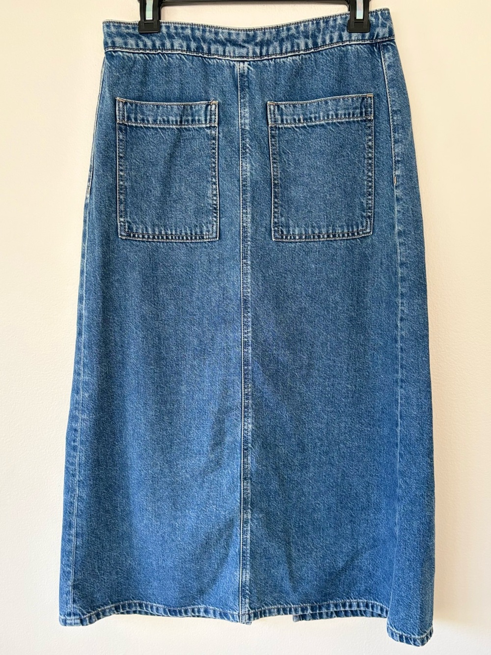 LOFT Denim Maxi Midi Skirt NWT Blue Back Slit Size 0